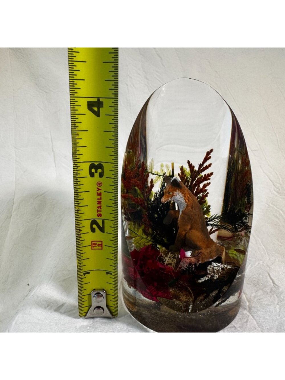 Vintage Lucite Paperweight Woodland Fox Hand-Painted Encased Art Decor Canada - Picture 8 of 8